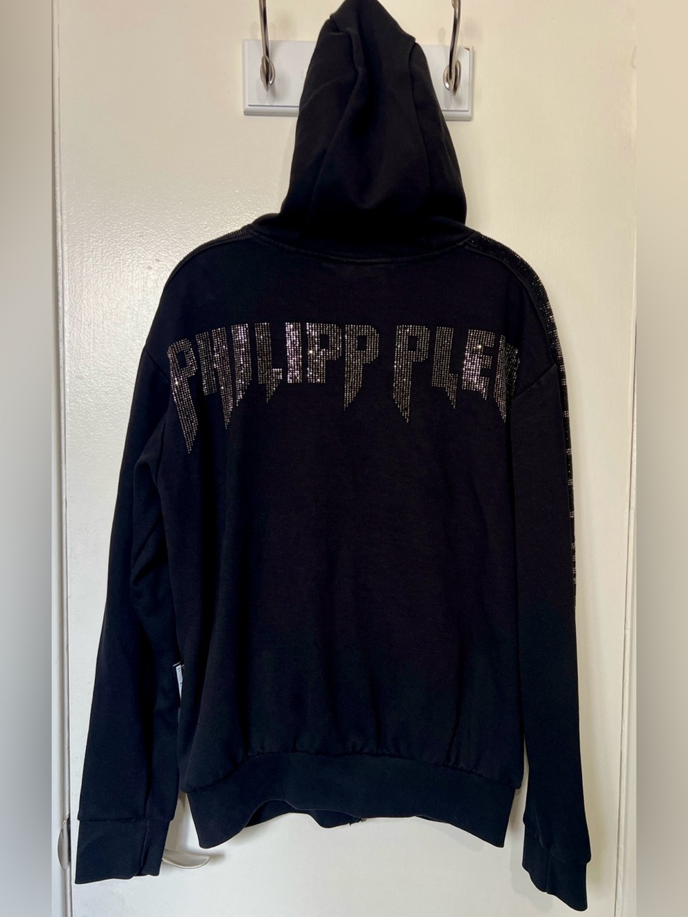 Philipp Plein Track Jacket M Black Rhinestone Logo Limited Edition Italy